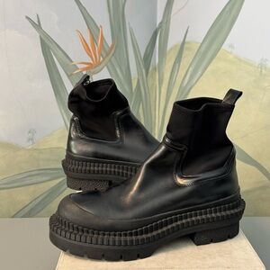 Zara Black Women's Chunky Ankle Boots, Botin, Size 10 NWT